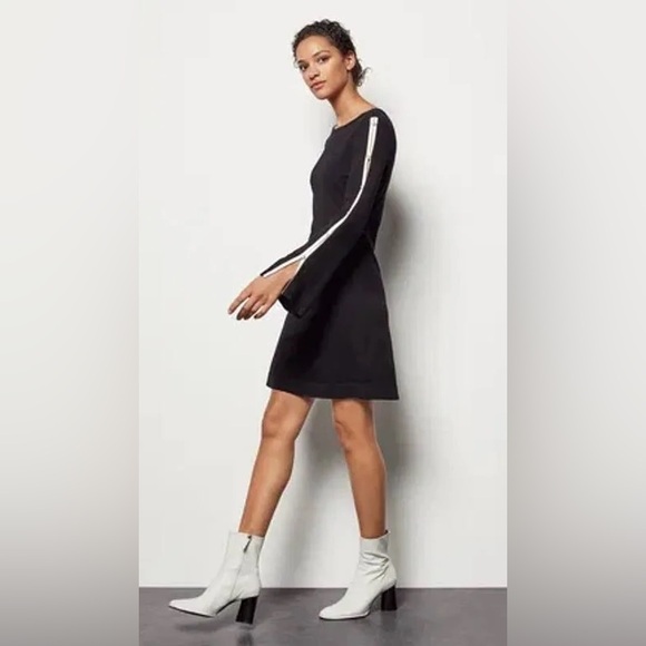 KAREN MILLEN* Black x White Pearl Long Sleeve Dress Size Large
